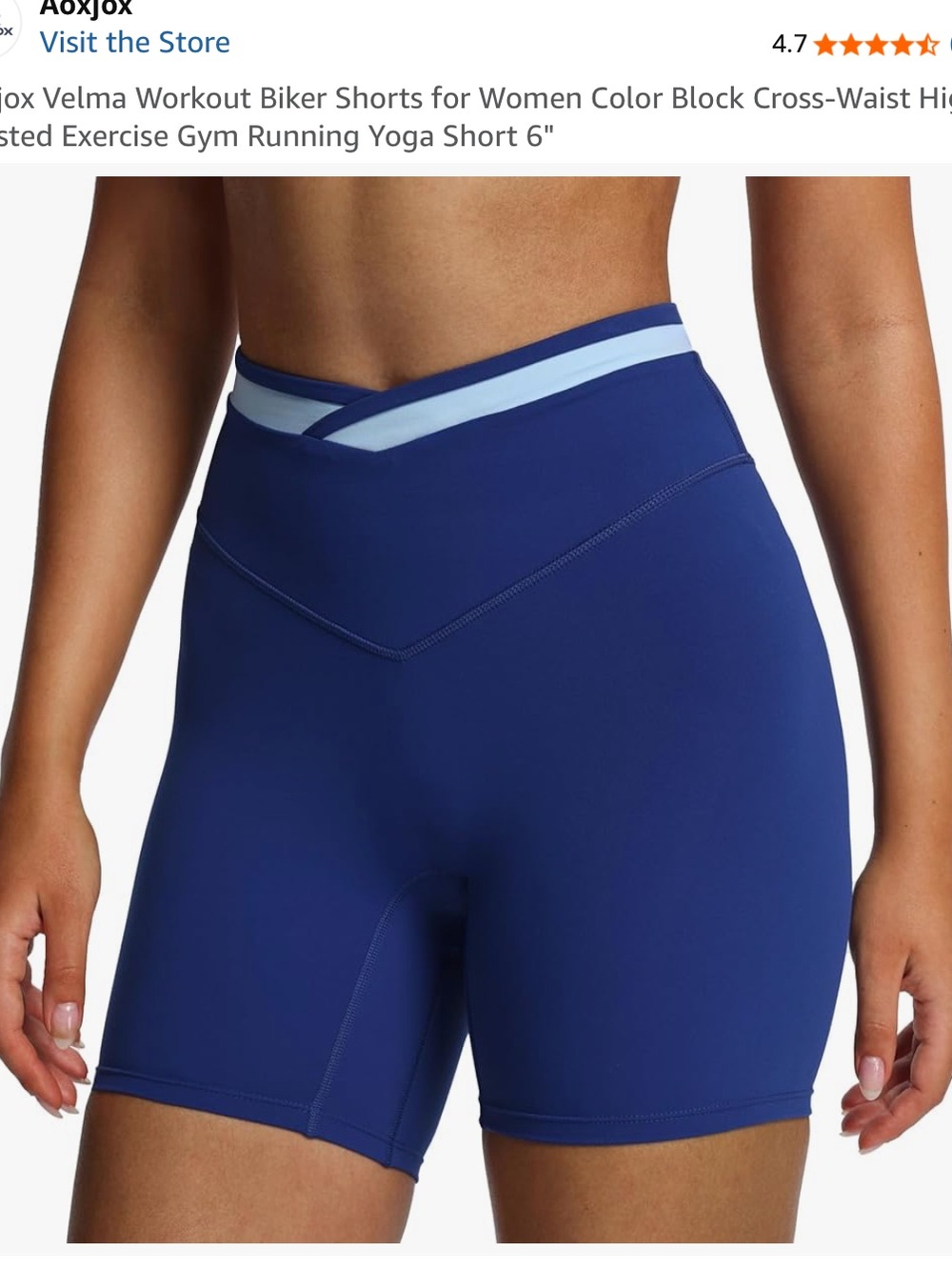 Aoxjox Velma Cross Waist Biker Scrunch Shorts Blue Small Gym Workout Amazon - Picture 3 of 8